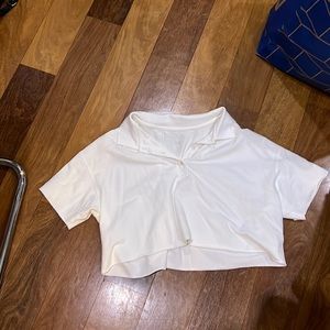 Ae offline size m white polo crop